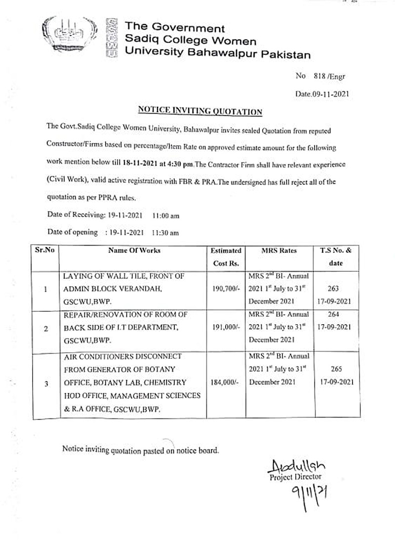 Quotation Notice Inviting