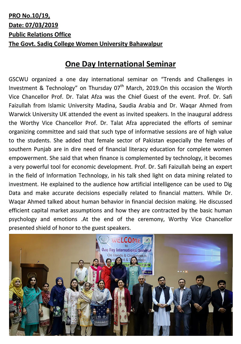 One Day International Seminar