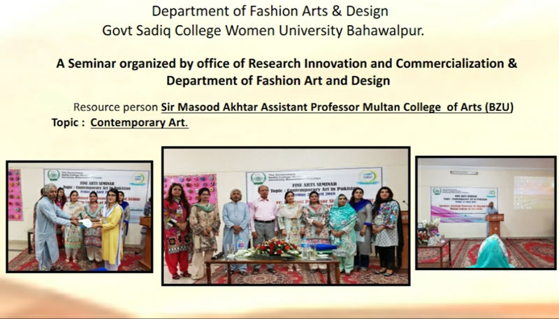 A seminar regarding Contemporary Art organized by depart fashion Arts & Design of  GSCWU with the collaboration of ORIC