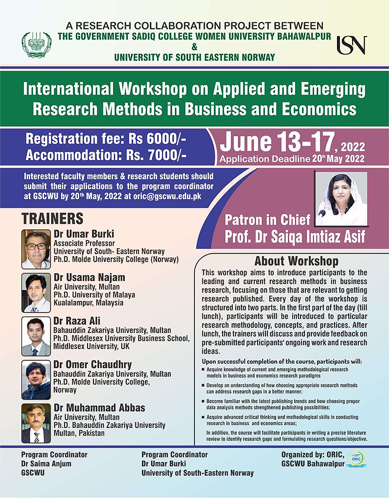 International Workshop on Applied and Emerging Research Methods in Business and Economics