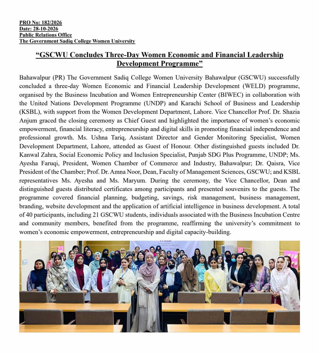 PRO NO.182 - GSCWU Concludes Three-Day Women Economic and Financial Leadership Development Programme.jpg