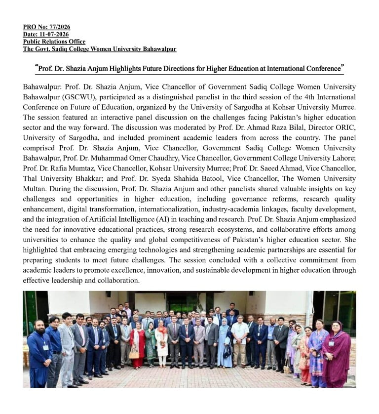 PRO NO.77 Prof. Dr. Shazia Anjum Highlights Future Directions for Higher Education at International Conference.jpg